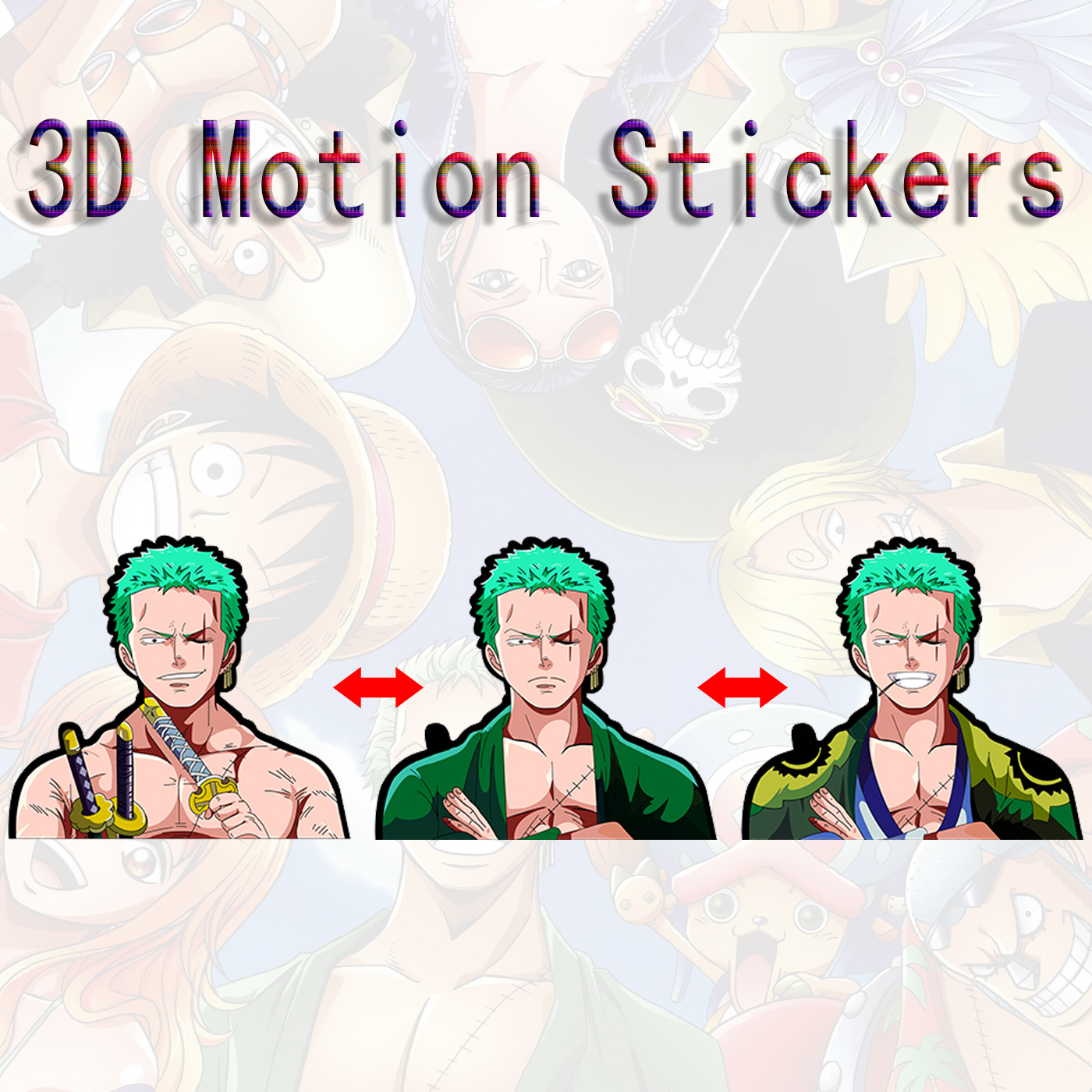 one piece anime 3d sticker