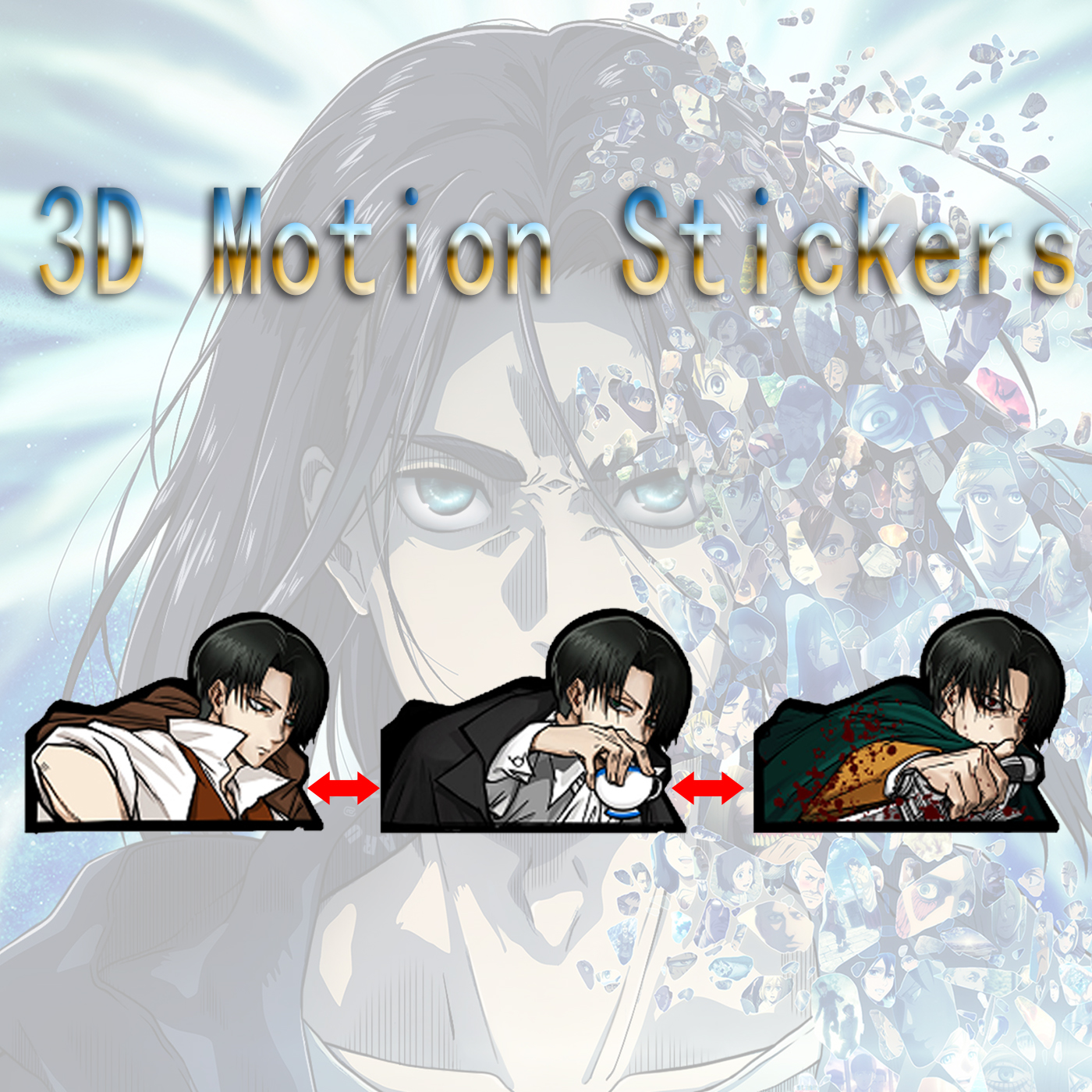 attack on titan anime 3d sticker