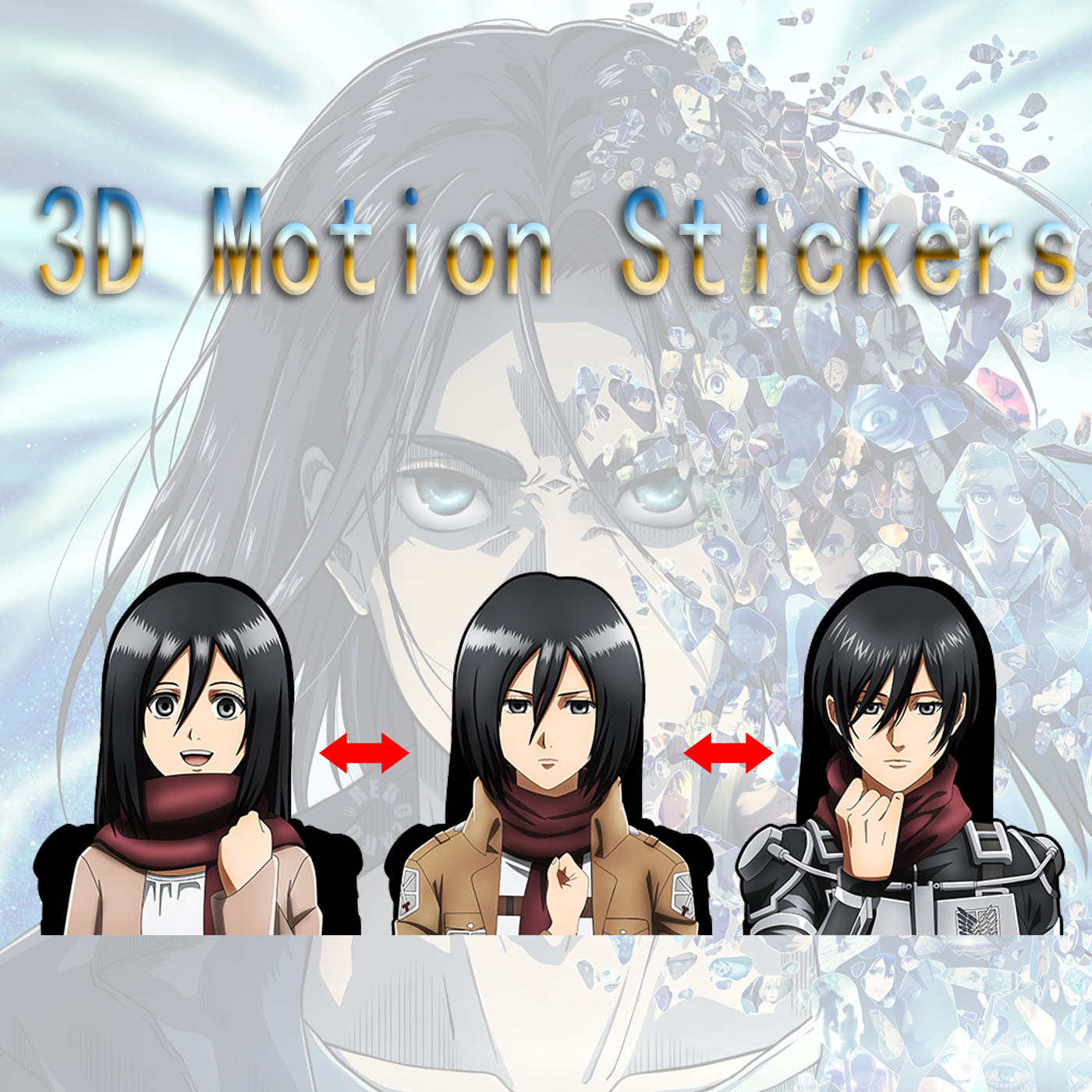 attack on titan anime 3d sticker