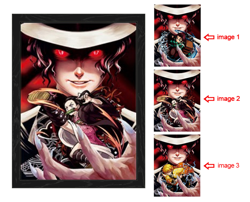 demon slayer kimets anime 3d poster painting with frame 29.5*39.5cm