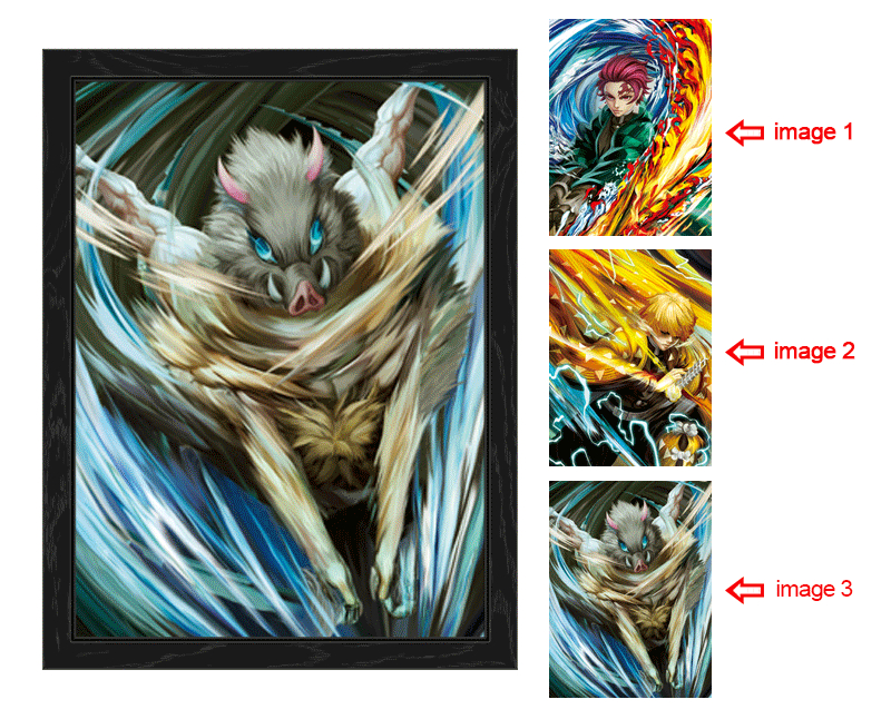 demon slayer kimets anime 3d poster painting with frame 29.5*39.5cm