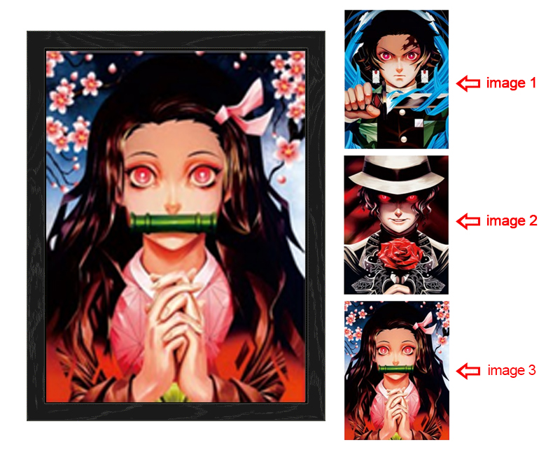 demon slayer kimets anime 3d poster painting with frame 29.5*39.5cm