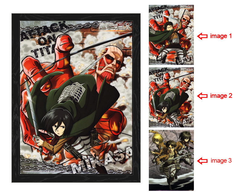 attack on titan anime 3d poster painting with frame 29.5*39.5cm