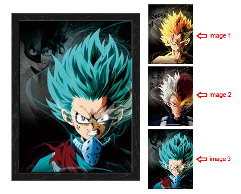 my hero academia anime 3d poster painting with frame 29.5*39.5cm