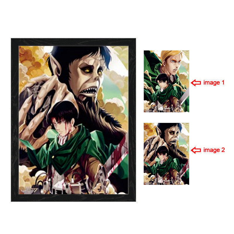 attack on titan anime 3d poster painting with frame 29.5*39.5cm