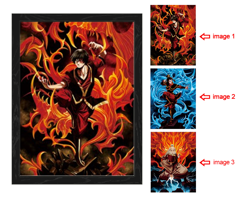 The Last Airbender anime 3d poster painting with frame 29.5*39.5cm