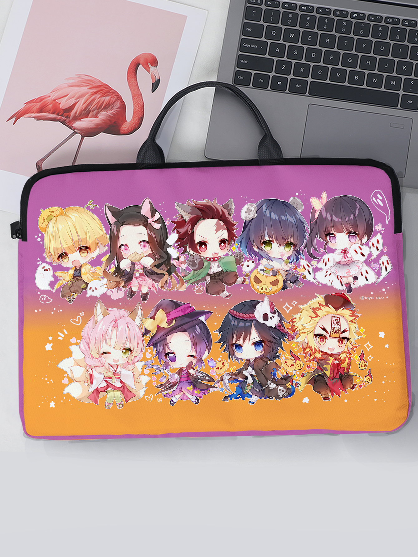 demon slayer kimets anime laptop with lining