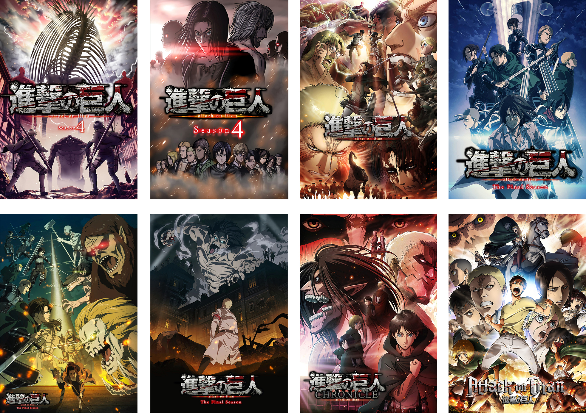 attack on titan anime posters price for a set of 8 pcs