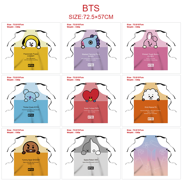 BTS anime waterproof apron