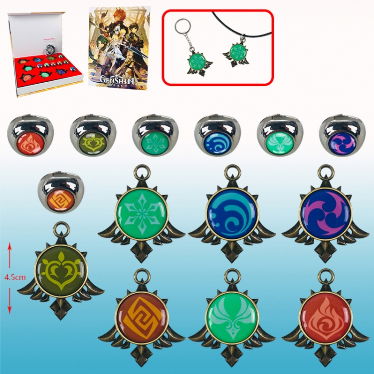 Genshin Impact Noelle anime necklace+ring set