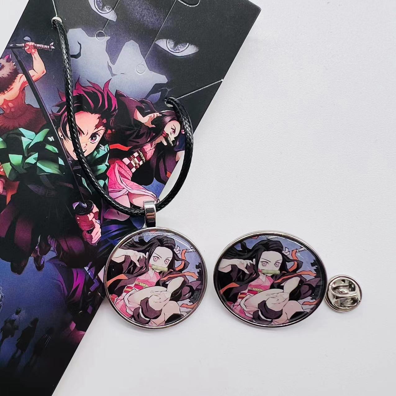 demon slayer kimets anime necklace+brooch