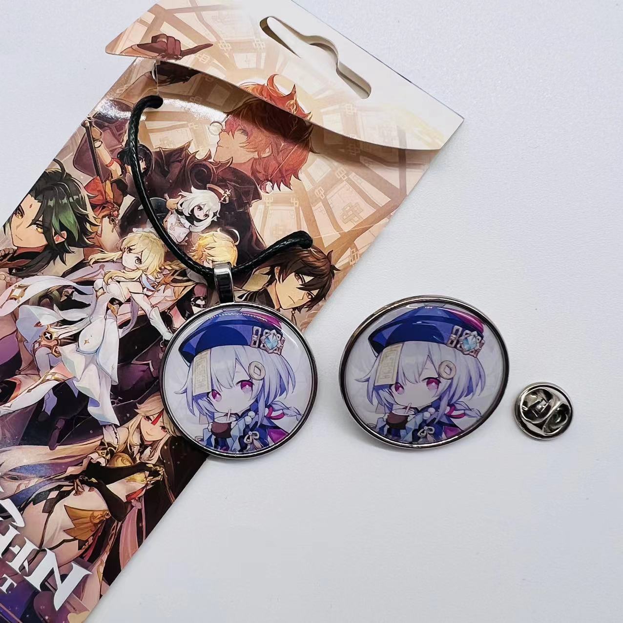 Genshin Impact Noelle anime necklace+brooch