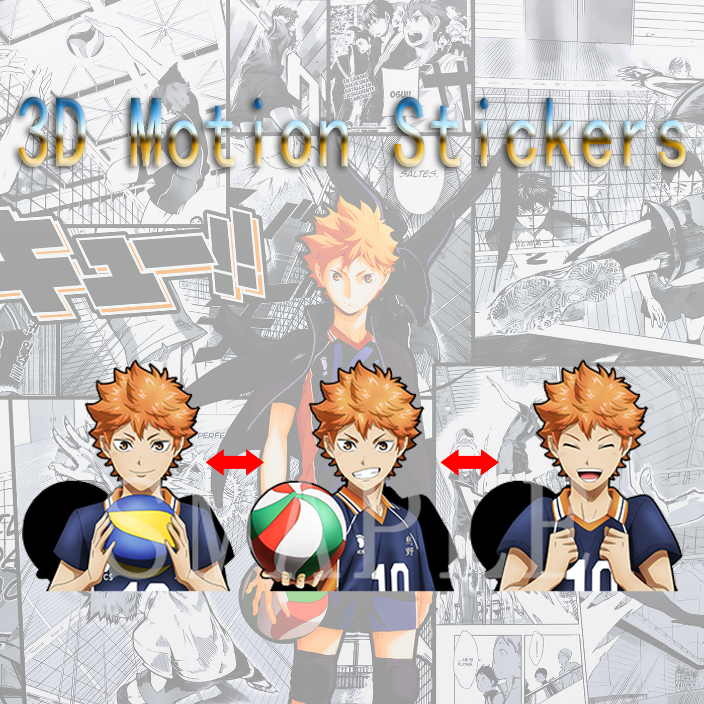 haikyuu anime 3d sticker