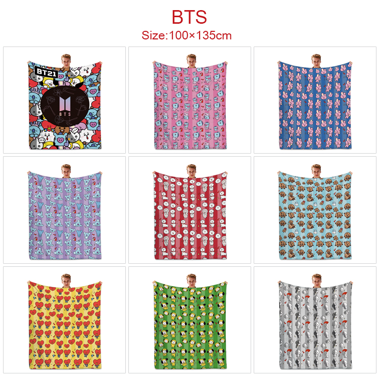 BTS anime blanket 100*135cm