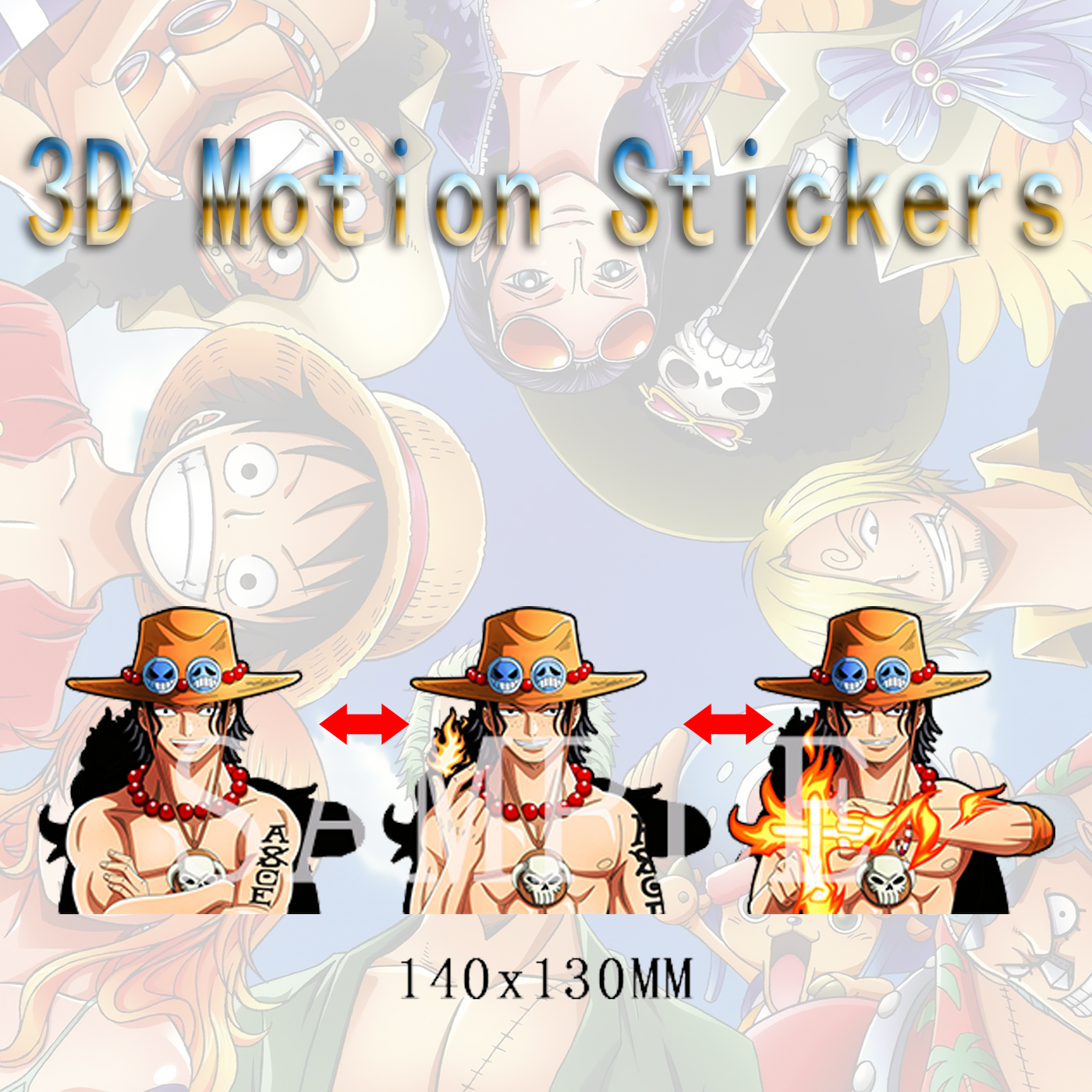 one piece anime 3d sticker