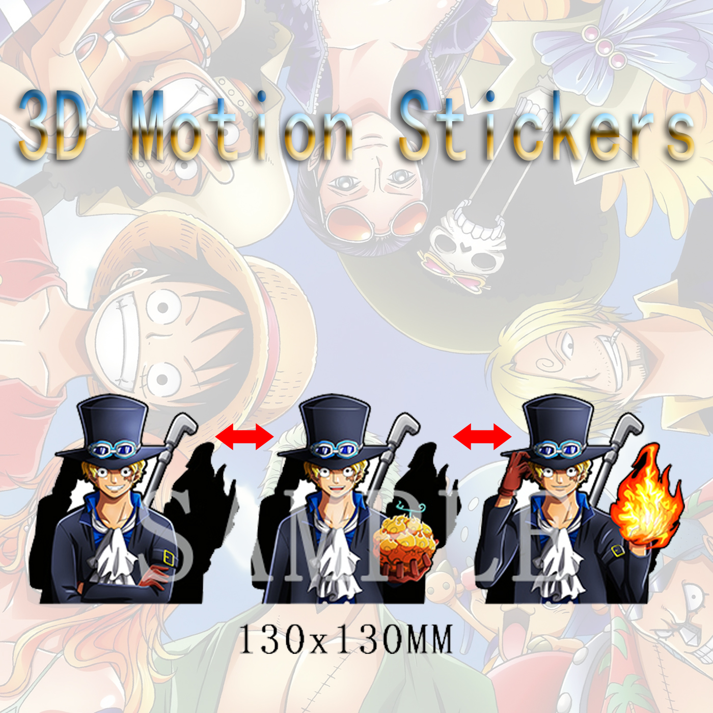 one piece anime 3d sticker