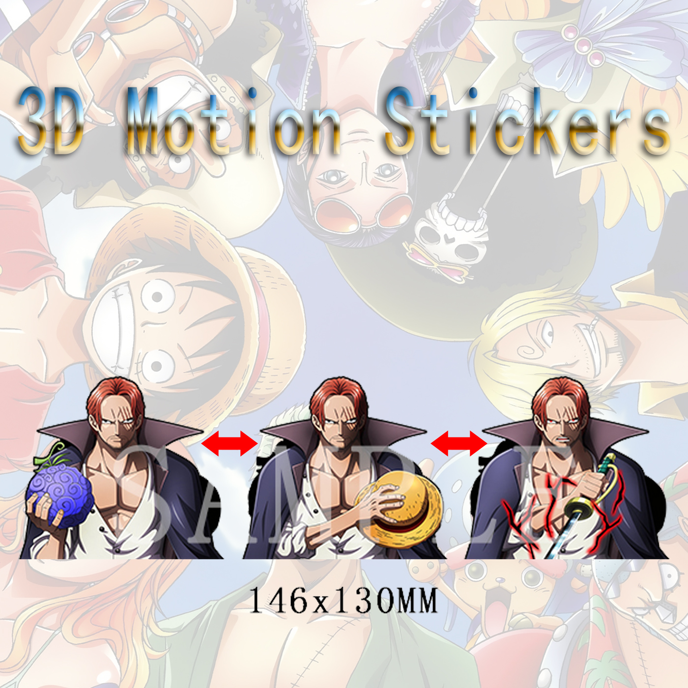 one piece anime 3d sticker