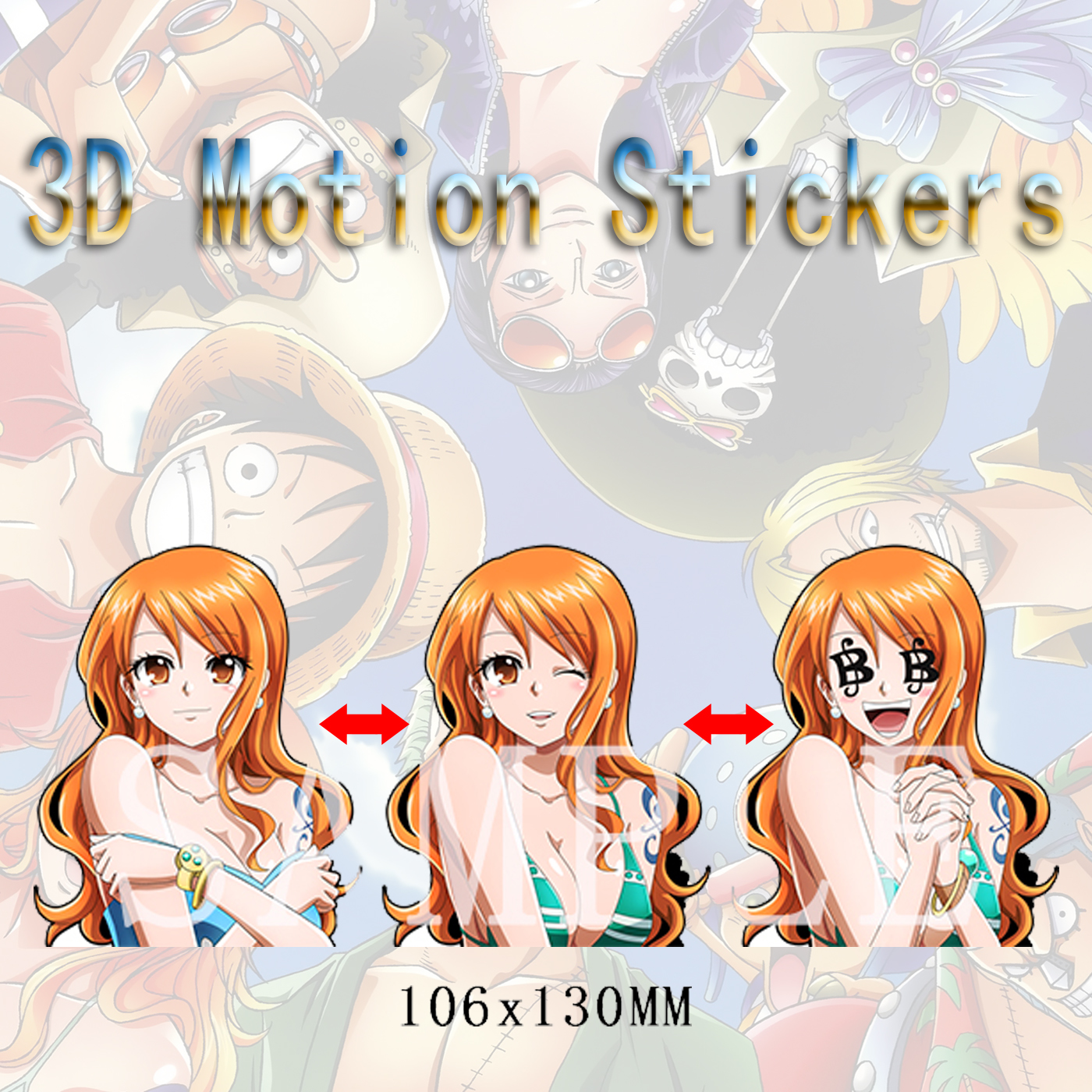 one piece anime 3d sticker