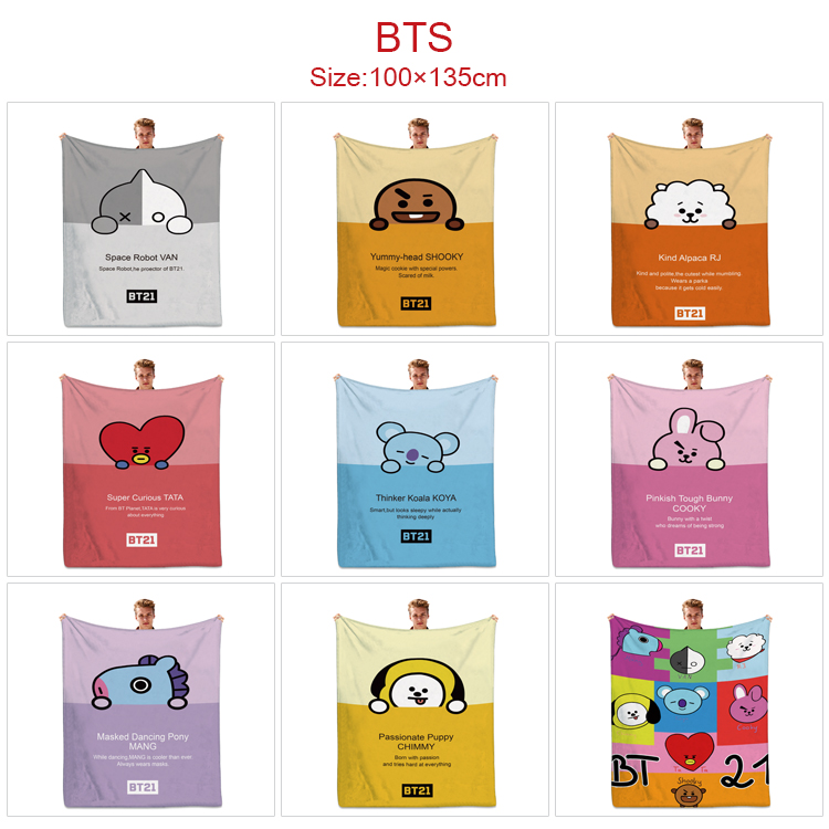 BTS anime blanket 100*135cm