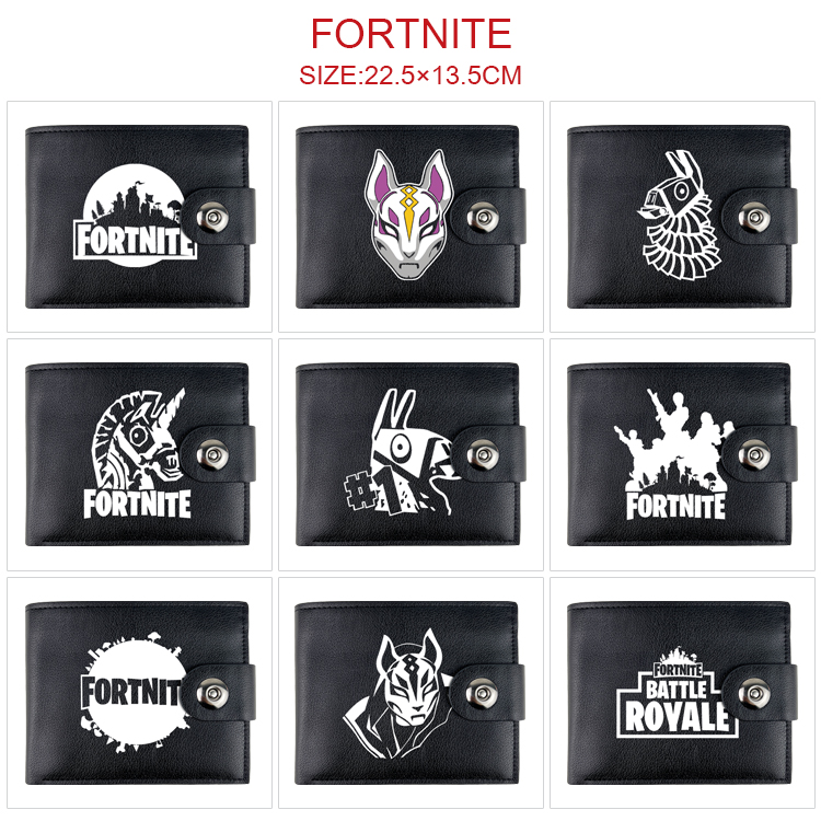 Fortnite anime two fold short card bag wallet purse 22.5*13.5cm