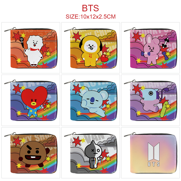 BTS anime wallet 10*12*2.5cm