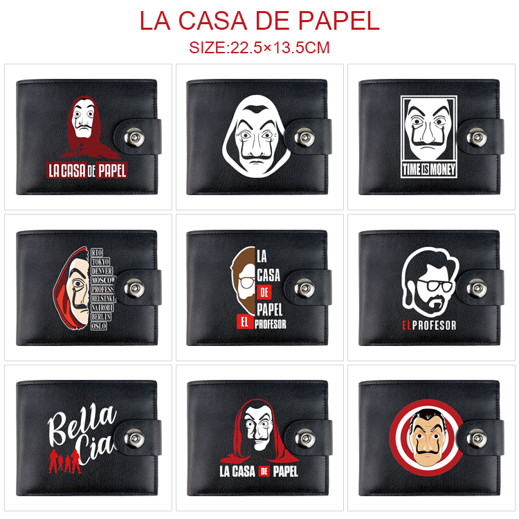 Money Heist anime two fold short card bag wallet purse 22.5*13.5cm