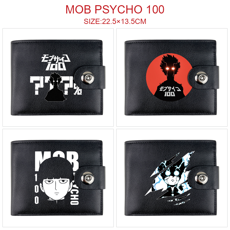 Mob Psycho 100 anime two fold short card bag wallet purse 22.5*13.5cm