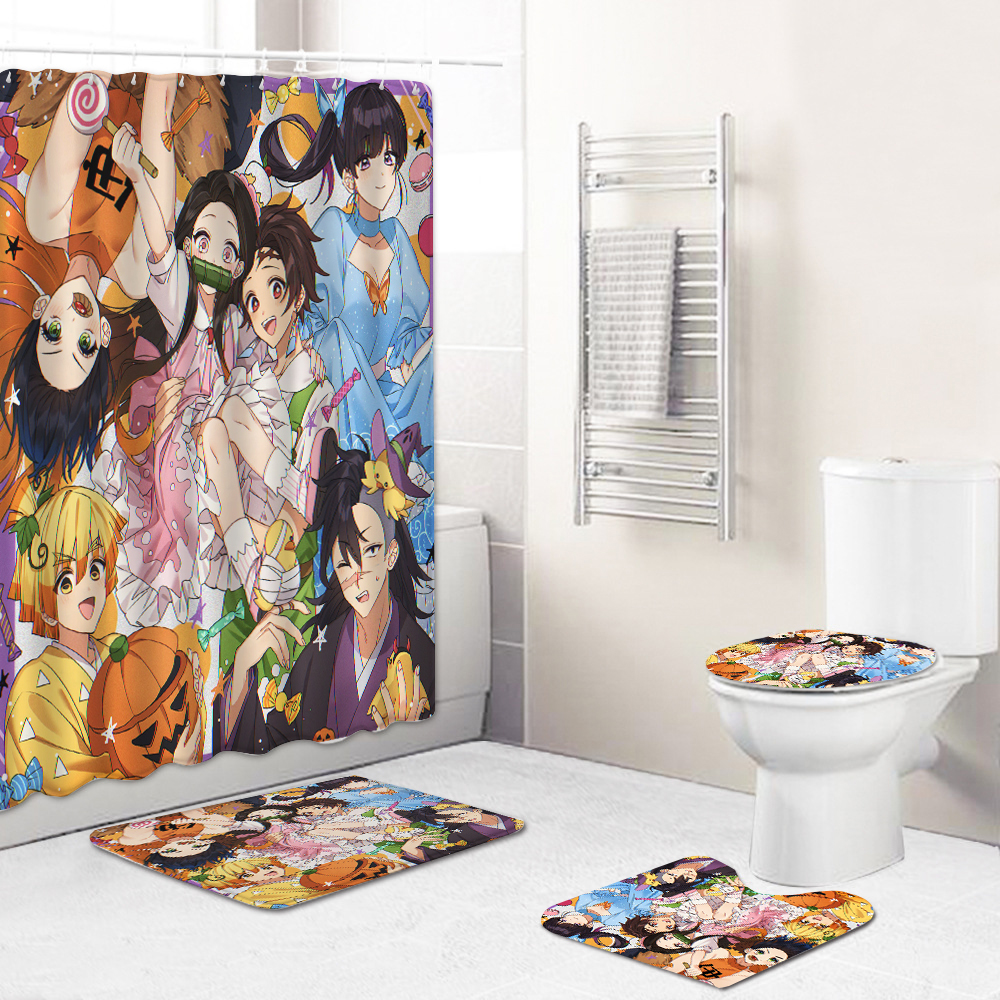 demon slayer kimets anime shower curtain price for a set of 4 pcs