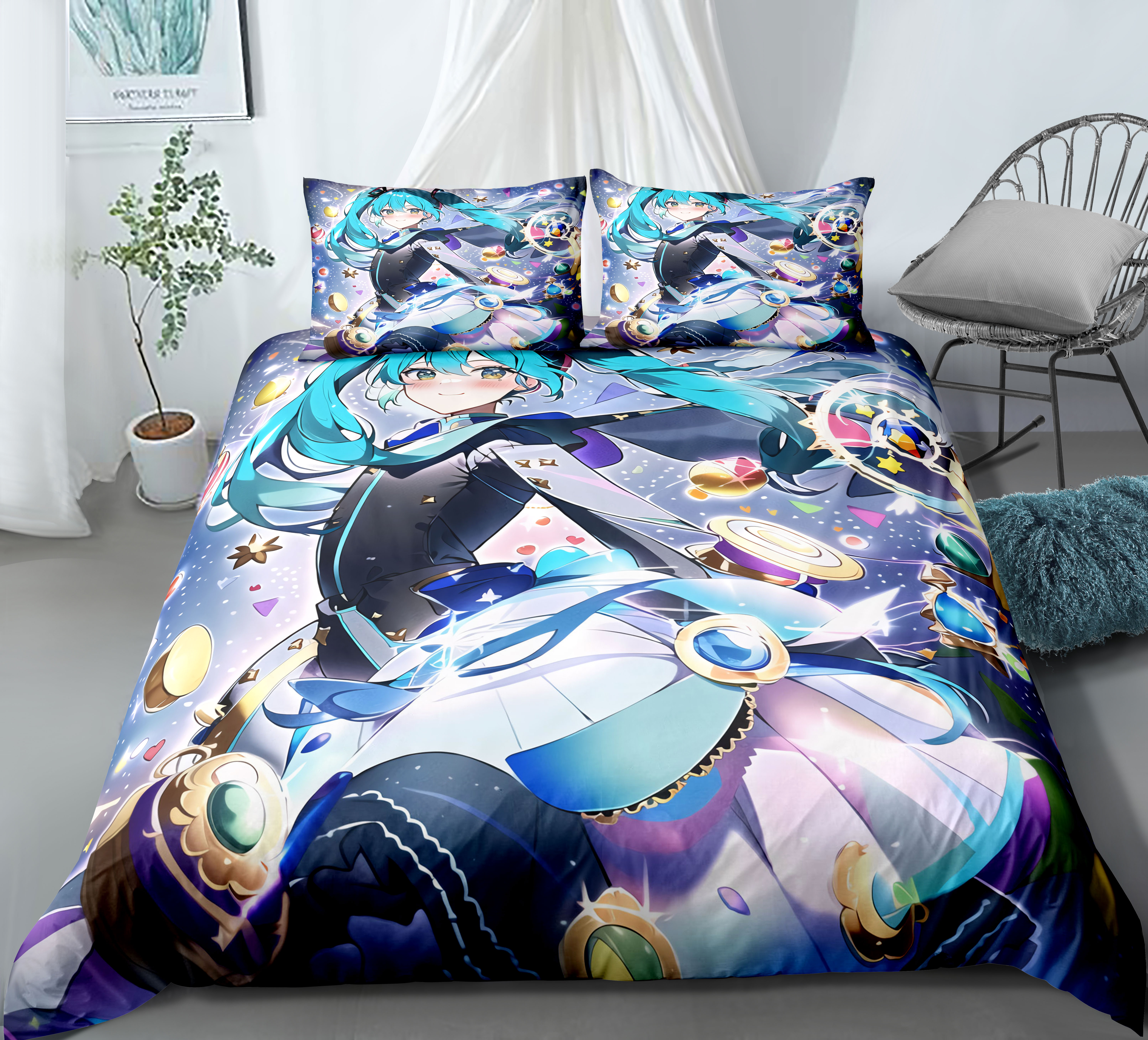 Hatsune Miku anime bed sheet set 200*220cm