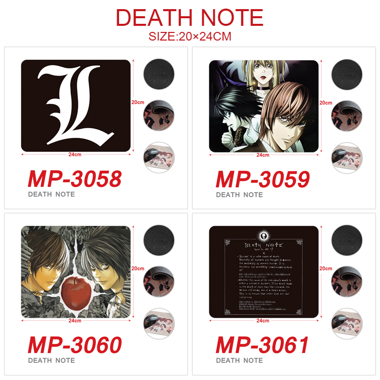 Death Note anime Mouse pad 20*24cm price for a set of 5 pcs