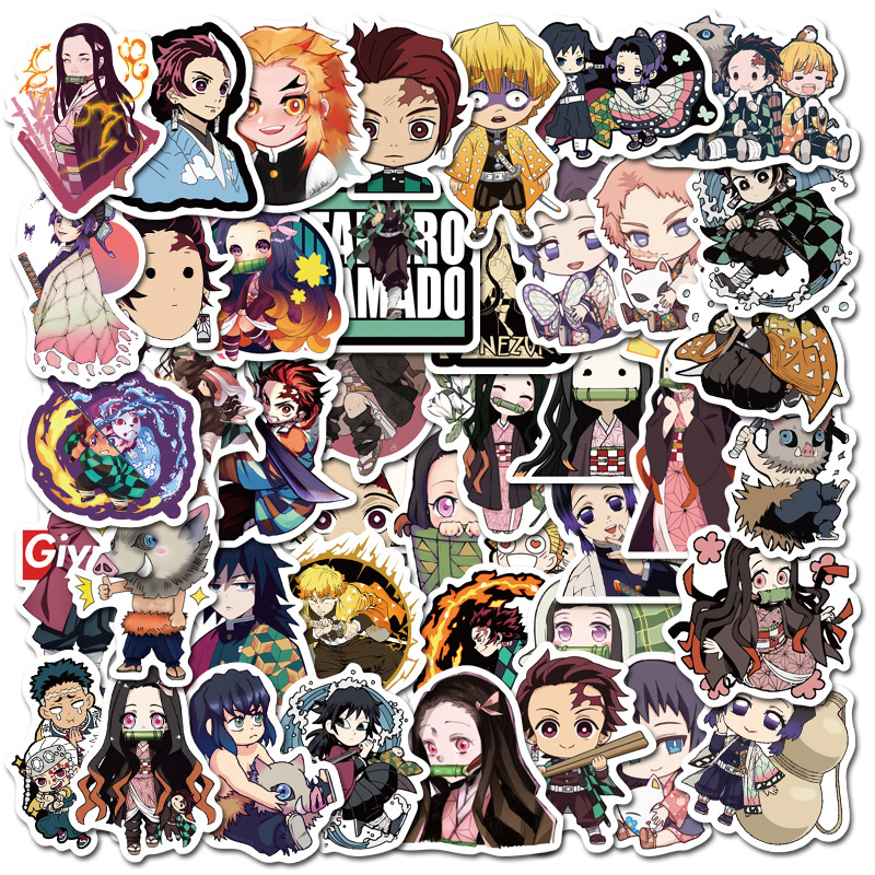 demon slayer kimets anime waterproof stickers (50pcs a set)