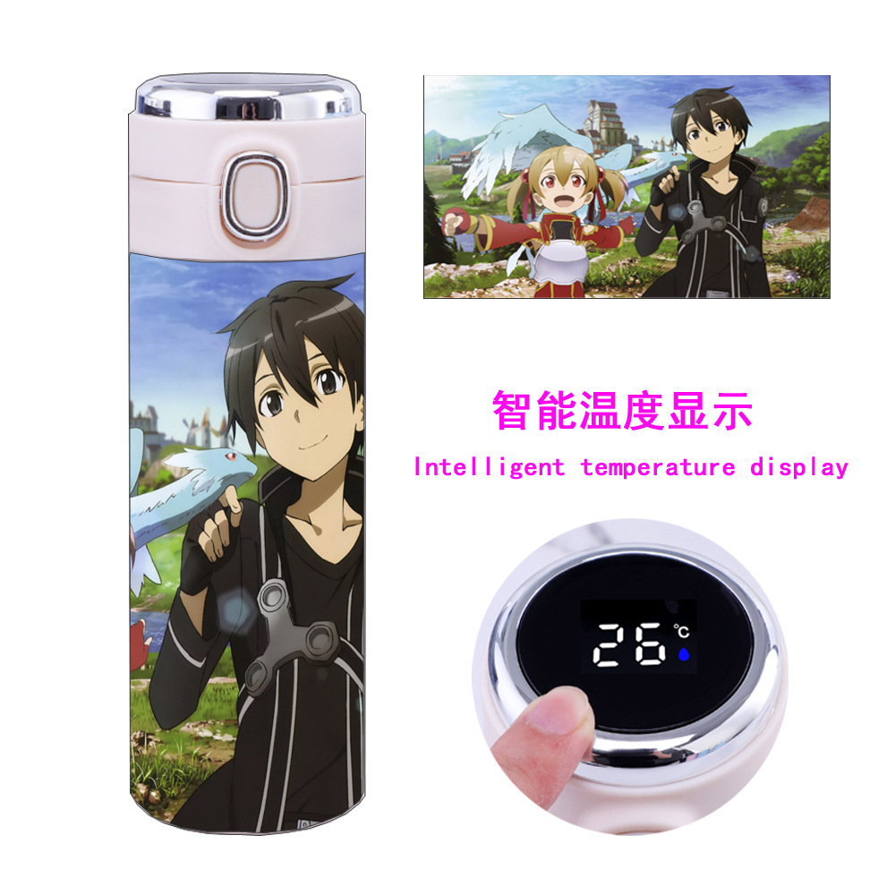 sword art online anime Intelligent temperature measuring water cup 450ml