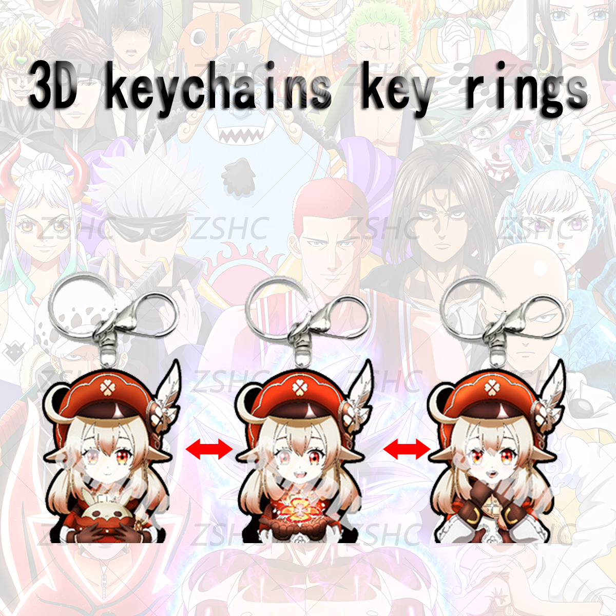 Genshin Impact anime 3d keychain