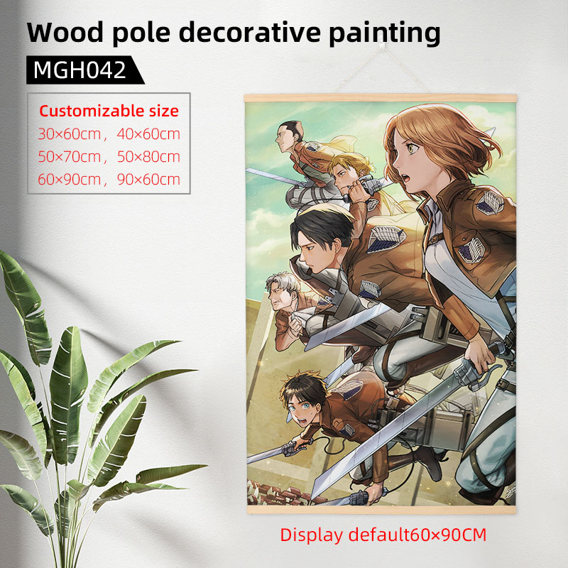 Attack On Titan anime wooden frame painting 60*90cm