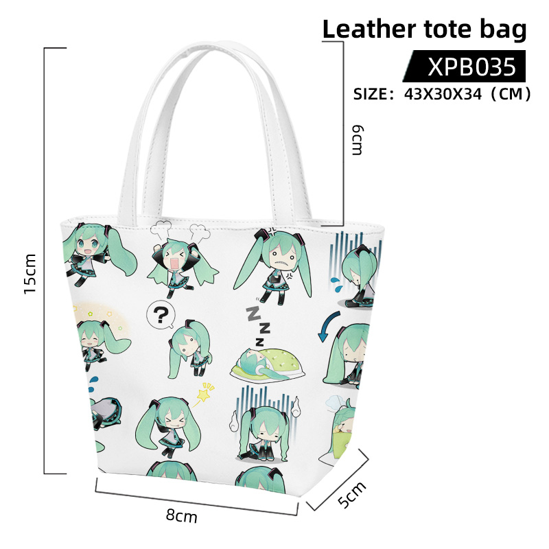 Hatsune Miku anime leather tote bag