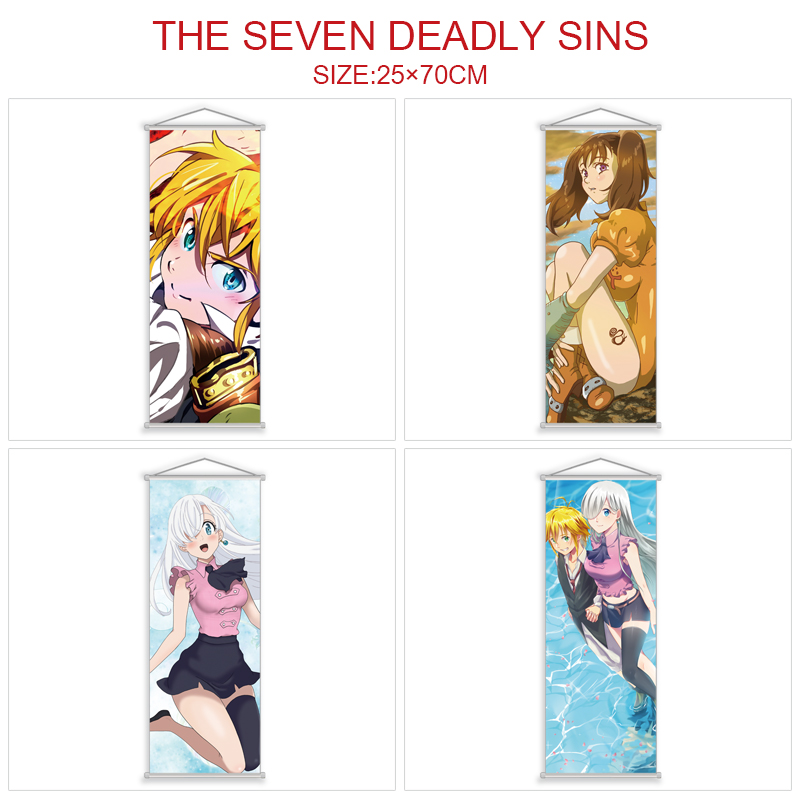 seven deadly sins anime wallscroll 25*70cm price for 5 pcs