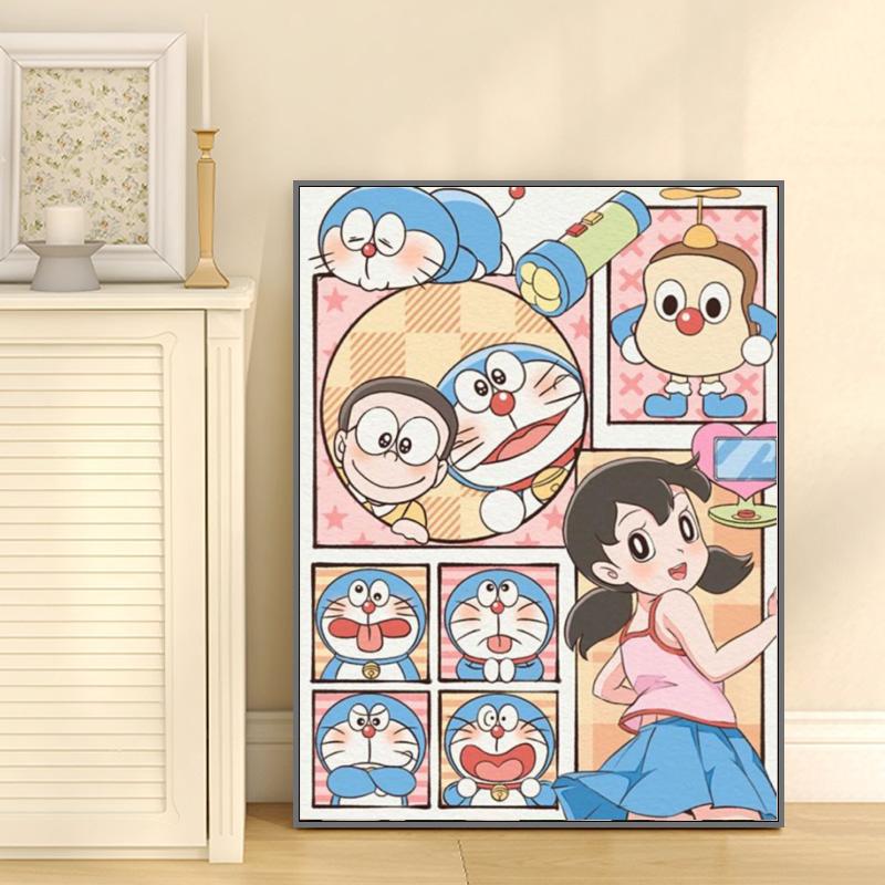 Doraemon anime DIY digital oil painting with frame(boxed)40*50cm