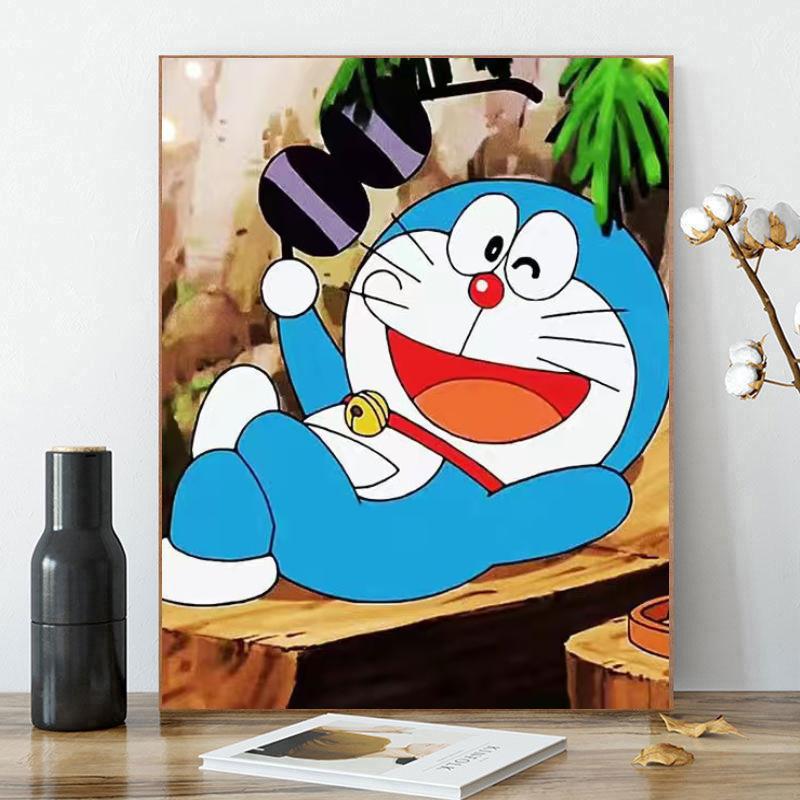 Doraemon anime DIY digital oil painting with frame(boxed)40*50cm