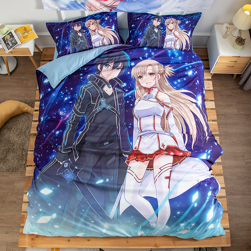 sword art online anime bed sheet four piece set 1.5m