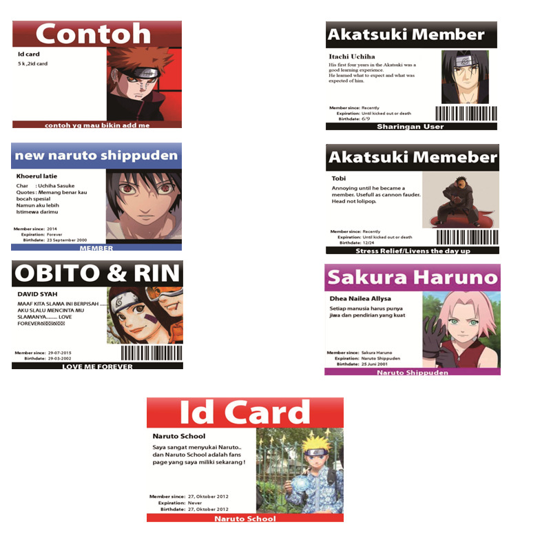 Naruto anime PVC card 86*56mm