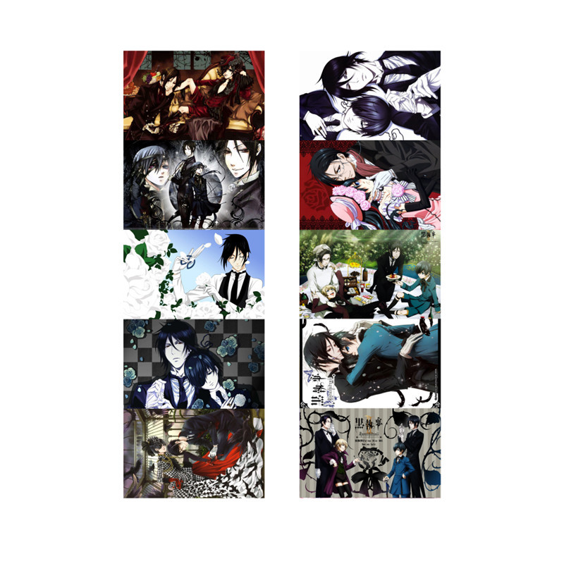 Kuroshitsuji anime crystal card stickers 8.7*5.5cm 10 pcs a set