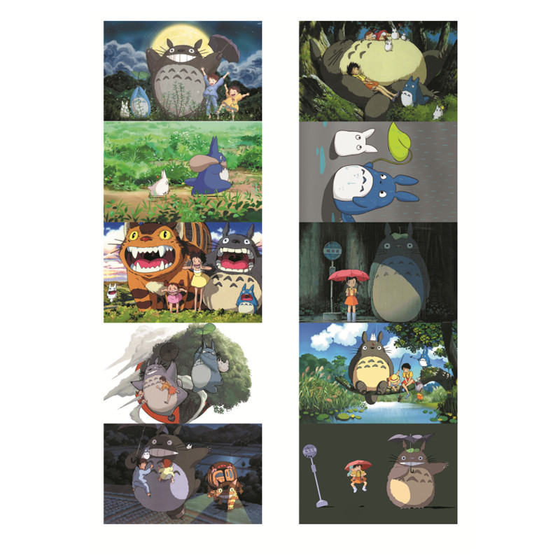 TOTORO anime crystal card stickers 8.7*5.5cm 10 pcs a set