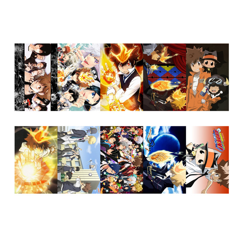 hitman reborn anime crystal card stickers 8.7*5.5cm 10 pcs a set