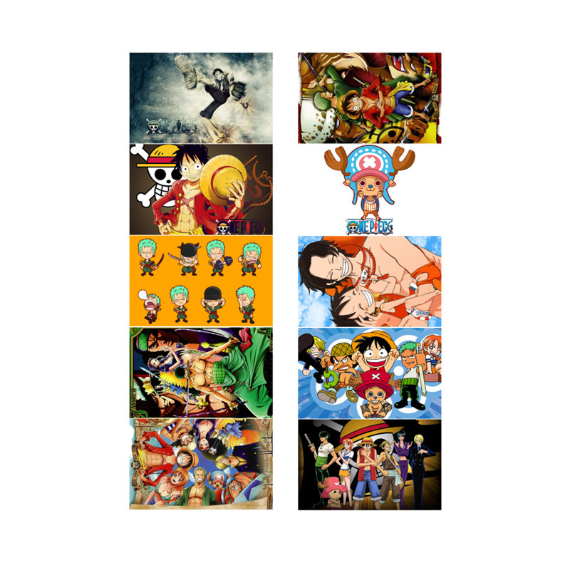 One piece anime crystal card stickers 8.7*5.5cm 10 pcs a set