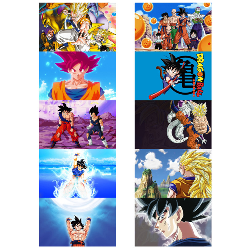 Dragon Ball anime crystal card stickers 8.7*5.5cm 10 pcs a set