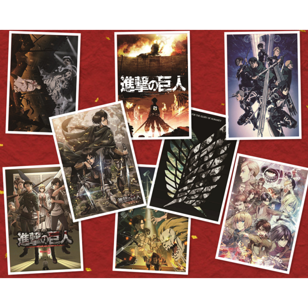 Attack On Titan anime posters price for a set of 8 pcs 42*29cm