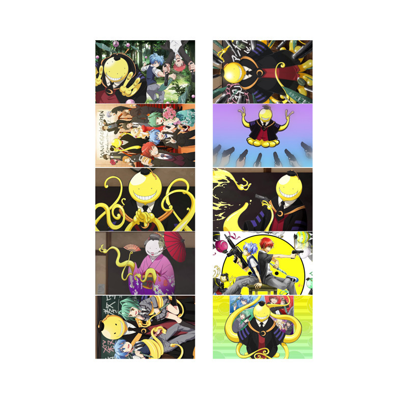 Assassination Classroom anime crystal card stickers 8.7*5.5cm 10 pcs a set