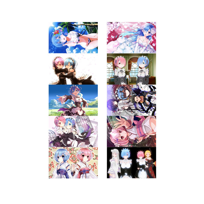 Re Zero Kara Hajimeru Isekai Seikatsu anime crystal card stickers 8.7*5.5cm 10 pcs a set