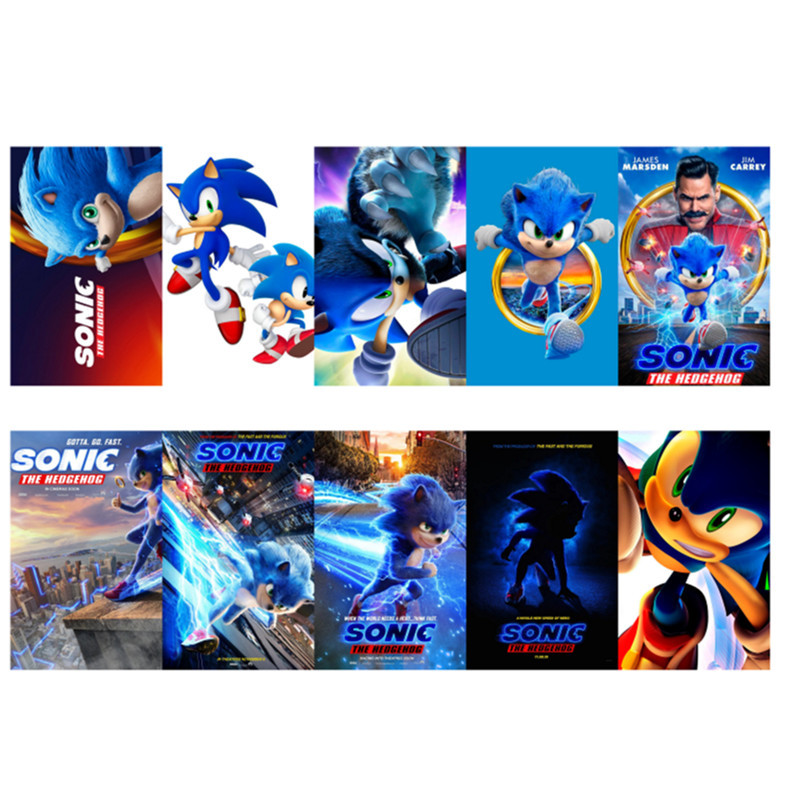 Sonic anime crystal card stickers 8.7*5.5cm 10 pcs a set