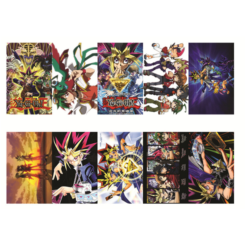 Yu Gi Oh anime crystal card stickers 8.7*5.5cm 10 pcs a set